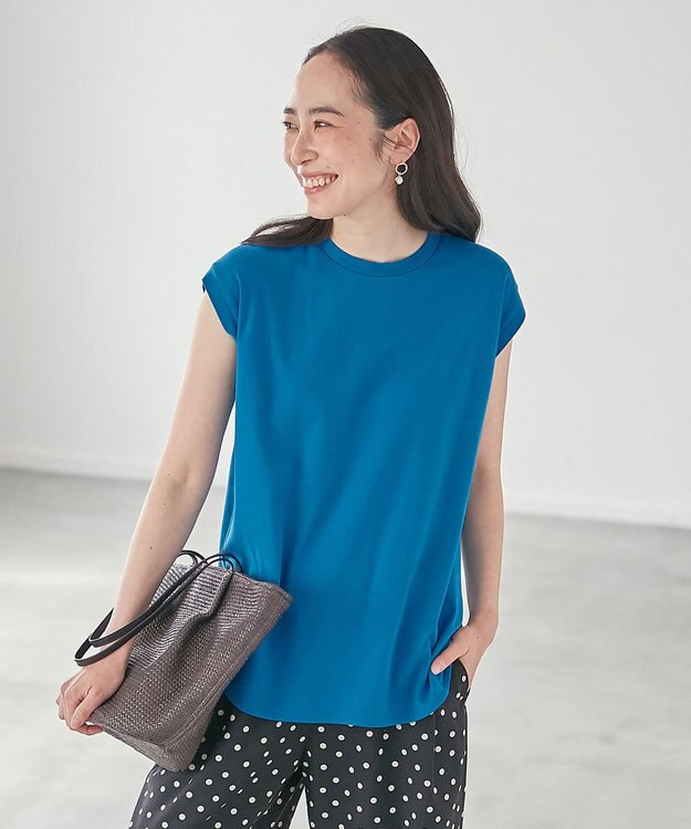 ANY L 【接触冷感/UVケア】ビューティベーシックノースリーブテールTシャツ ブルー