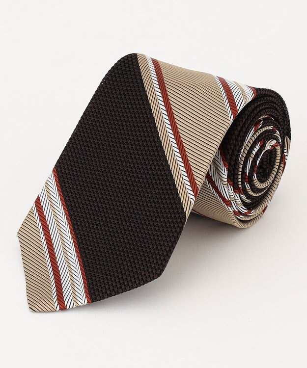 J.PRESS MEN 【JAPANESE SILK FRESCO TIE COLLECTION】マルチストライプ ネクタイ ダークブラウン系2