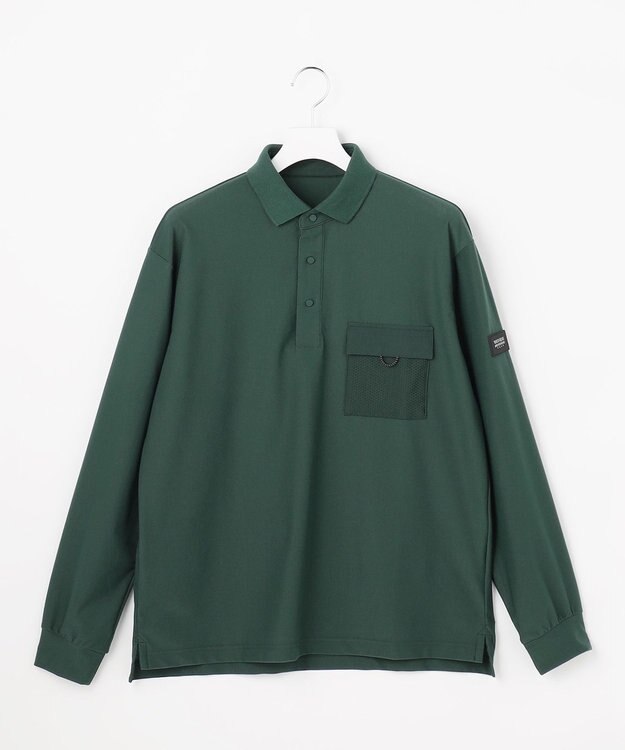 23区GOLF 【MEN】「AIR TOOL」長袖ポケットポロシャツ ダークグリーン系