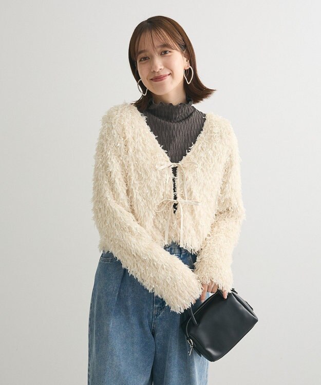 Green Parks ・ＳＵＧＡＲＳＰＯＯＮ　２ｗａｙフェザーカーディガン Ivory