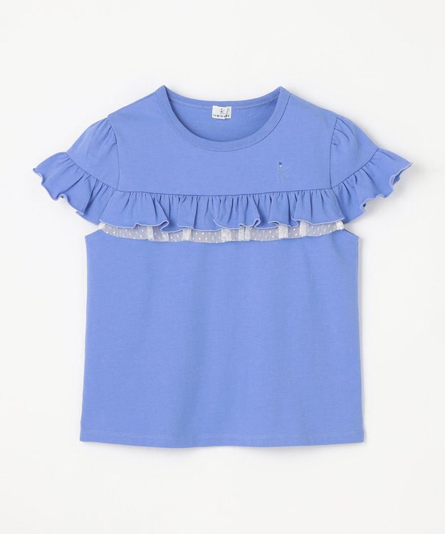 組曲 KIDS 【UVケア】【110-140㎝】フレアラッフル Tシャツ ブルー