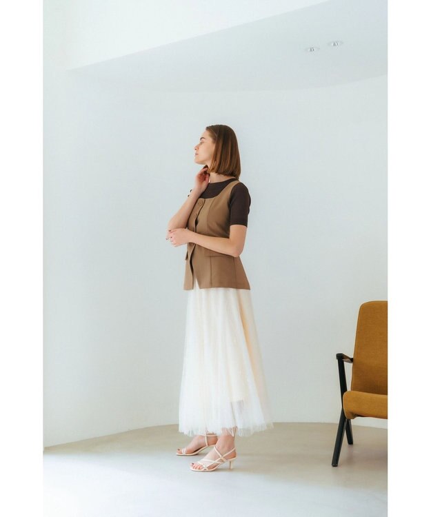 YECCA VECCA リネンライクビスチェベスト Dark Beige