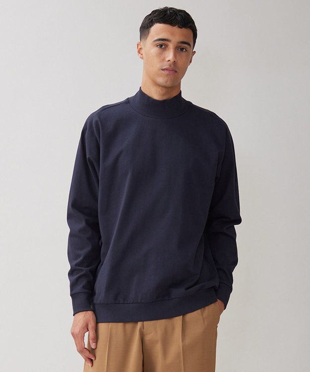 UNFILO MENS コットン モックネックTEE [23年秋冬商品] ネイビー