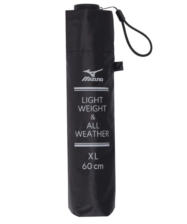 MOONBAT MIZUNO(ミズノ) ワンポイントロゴ 無地 日傘 折りたたみ傘 パラソル 晴雨兼用 軽量 遮熱効果 遮光率100% UV遮蔽100% ブラック
