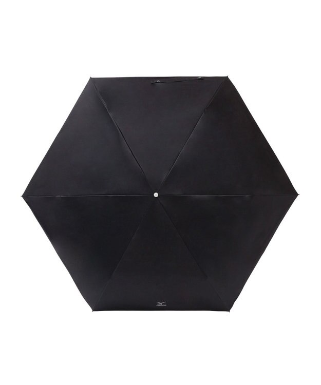 MOONBAT MIZUNO(ミズノ) ワンポイントロゴ 無地 日傘 折りたたみ傘 パラソル 晴雨兼用 軽量 遮熱効果 遮光率100% UV遮蔽100% ブラック