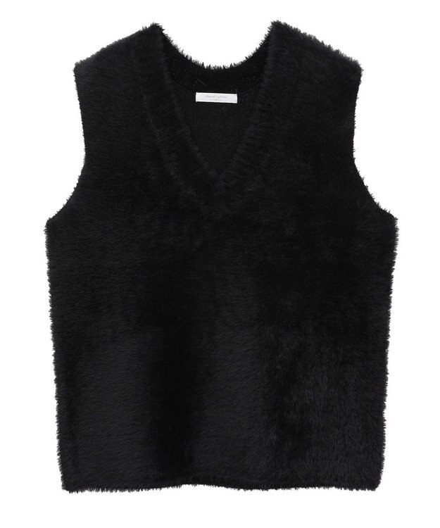 Green Parks シャギーＶネックニットベスト Black