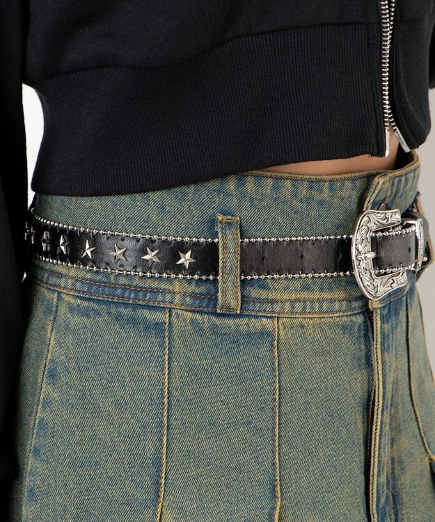 WEGO Lウエスタンバックルスタッズ付ベルト 柄2