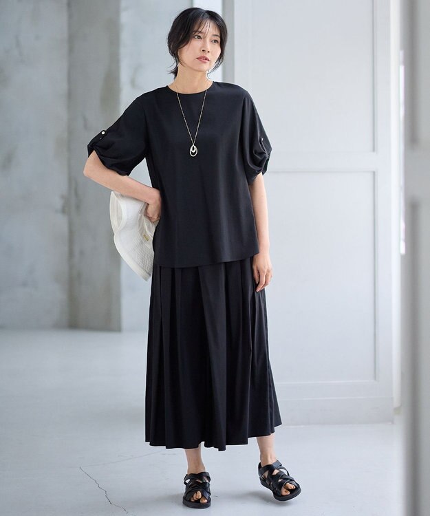 ANY 【洗濯機可能/接触冷感/UVケア】清涼リラックスブラウス ブラック