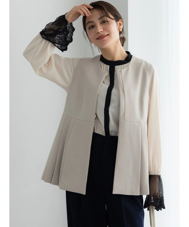 Te chichi 【セレモニーアイテム】サイドプリーツペプラムジレ（セットアップ可） ベージュ