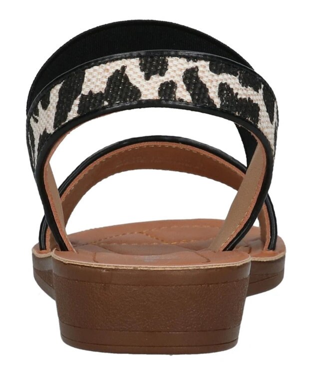 Green Parks ・ｒｉｃｈ　ｂｌｕｅ　雑材ゴムストラップサンダル Black