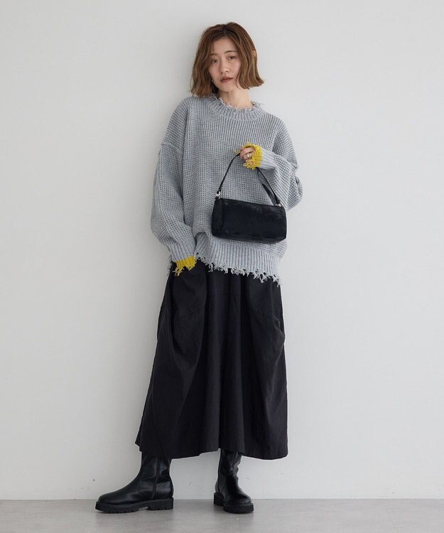 YECCA VECCA 【cache cache】シルクサテンPU筒型ショルダー Black