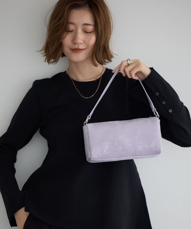 YECCA VECCA 【cache cache】シルクサテンPU筒型ショルダー Lavender