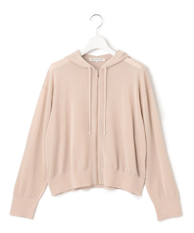 23区 【洗える】シアーコットンナイロン ニットパーカー ベージュ系