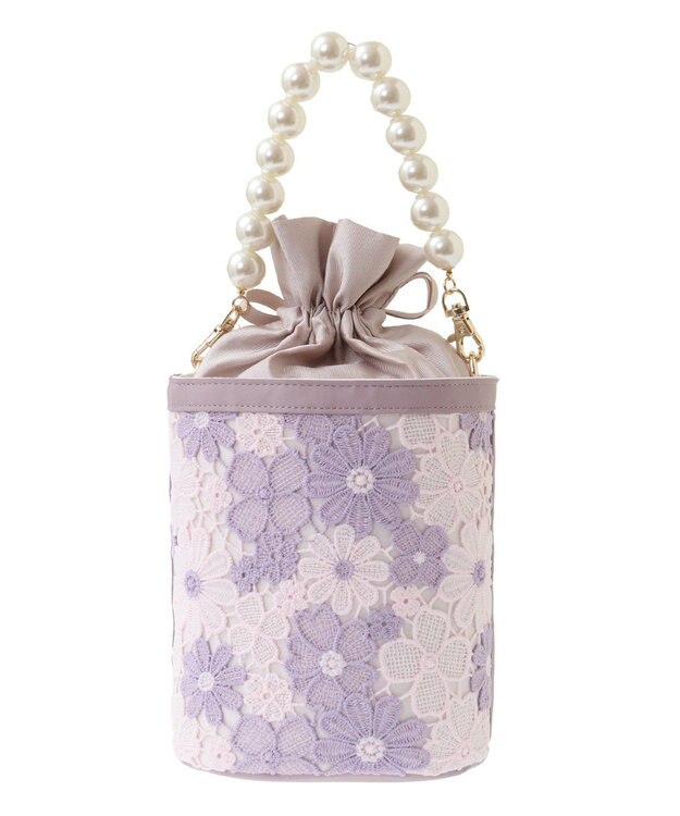 Maison de FLEUR フラワーレース2Wayバケツ型バッグ Lavender
