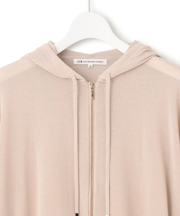 23区 【洗える】シアーコットンナイロン ニットパーカー ベージュ系