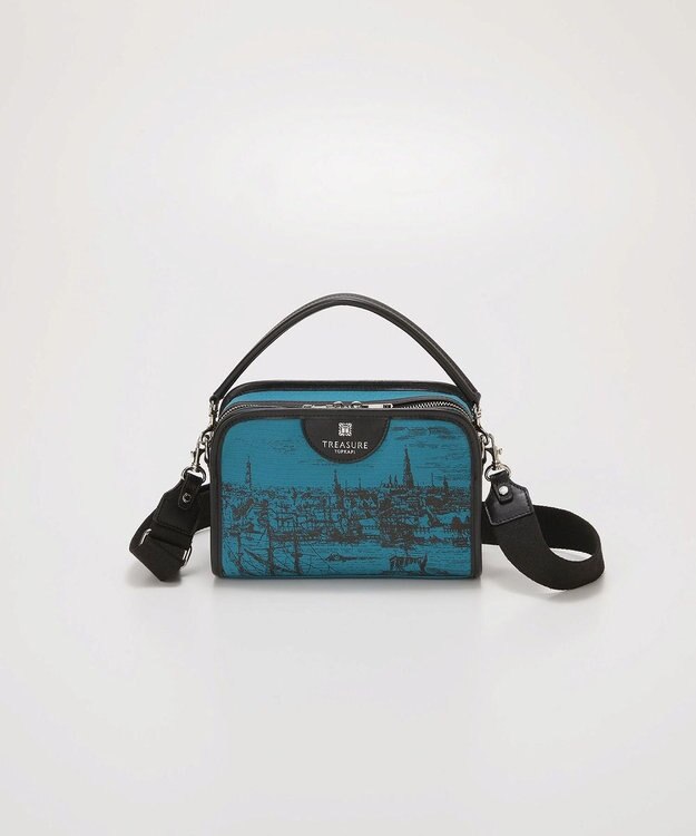 TOPKAPI 【TREASURE TOPKAPI】キャンバス プリント ワンハンドル ショルダーバッグ ターコイズブルー