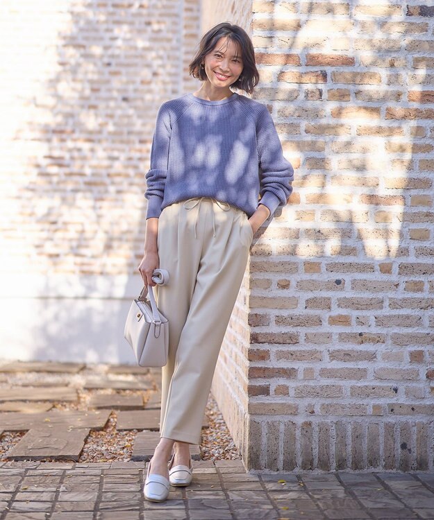 ANY 【ウエストゴム/ストレッチ/セットアップ可】イージィケアストレッチテーパードパンツ ベージュ