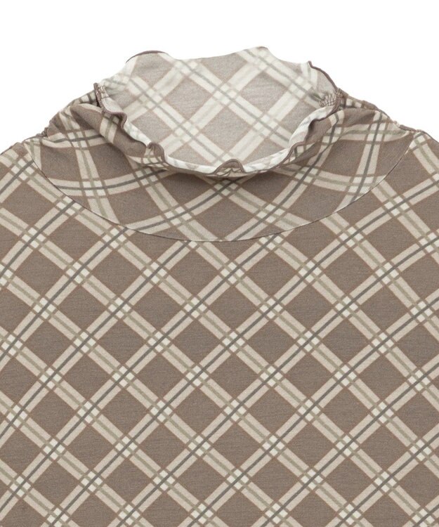 earth music&ecology 【吸湿発熱】あったかフェミニンインナー(シアーハイネック) Check Brown