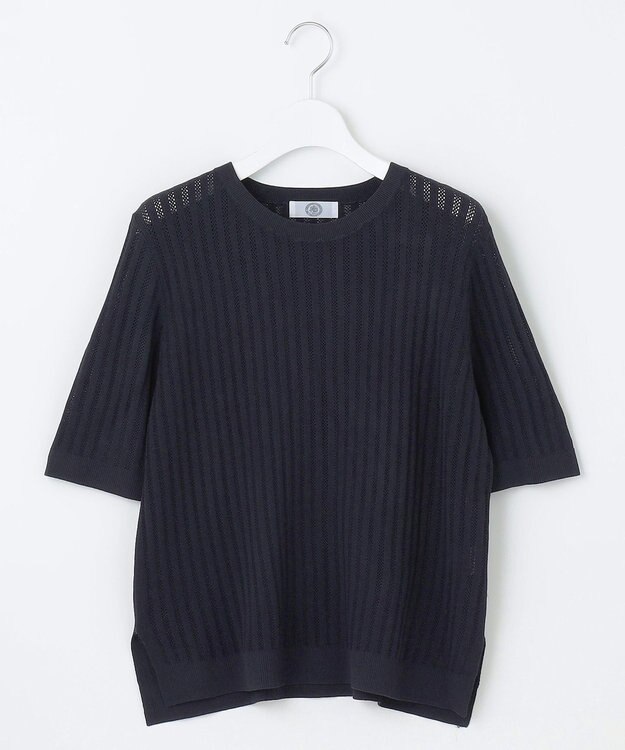 J.PRESS LADIES L 【洗える・抗菌防臭】VISCOSE STRETCH サマー ニット ネイビー系