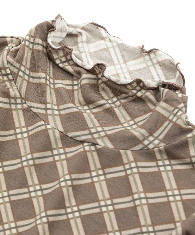 earth music&ecology 【吸湿発熱】あったかフェミニンインナー(シアーハイネック) Check Brown