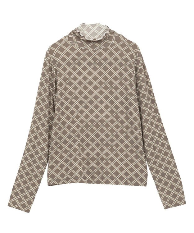 earth music&ecology 【吸湿発熱】あったかフェミニンインナー(シアーハイネック) Check Brown