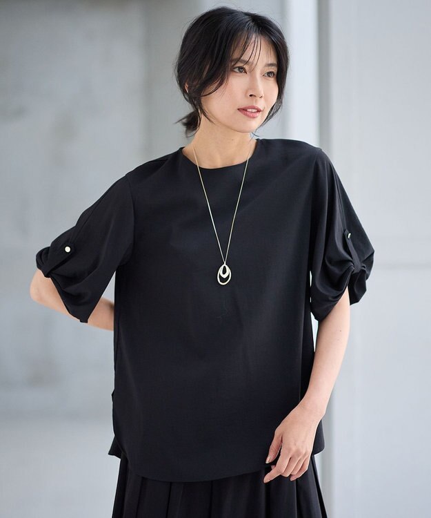 ANY 【洗濯機可能/接触冷感/UVケア】清涼リラックスブラウス ブラック
