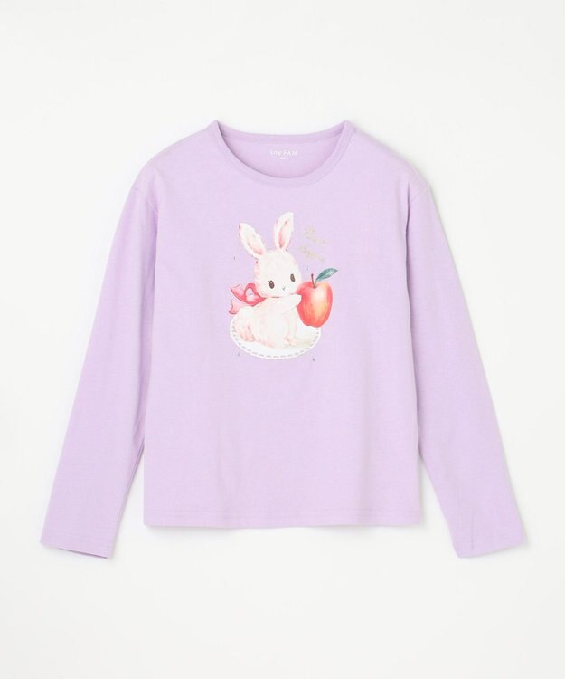 ANY KIDS アニマル×フルーツ 長袖 Tシャツ ラベンダー×ウサギ