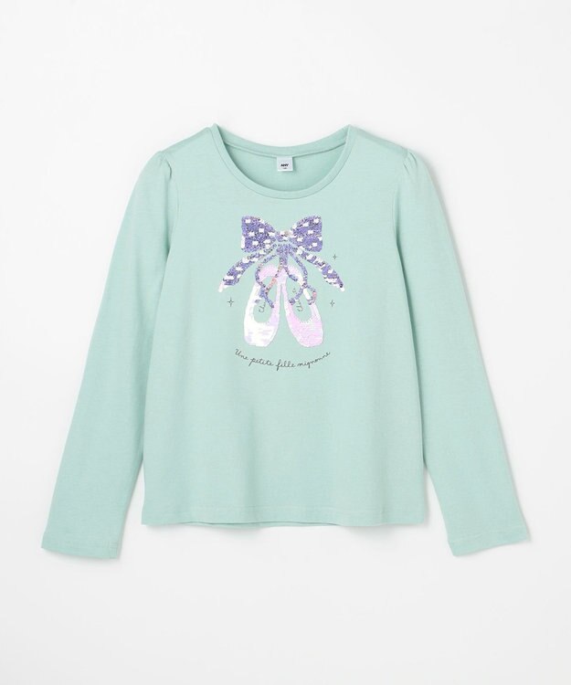 ANY KIDS ミラクルスパンコール 長袖Tシャツ ミント×バレエ