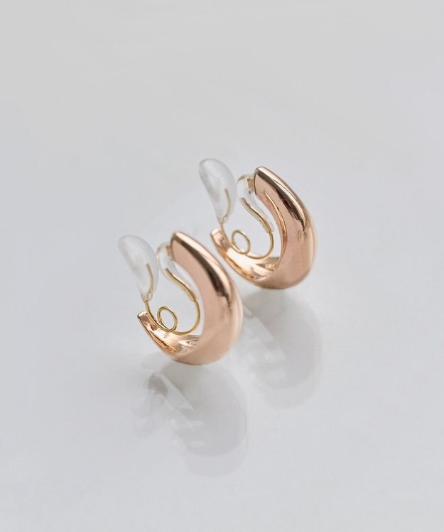 Phoebe 【金属アレルギー対応】【痛くないシリーズ】ぷっくりモードクリスタルループフィットイヤリング　シャンパンゴールド シャンパンゴールド