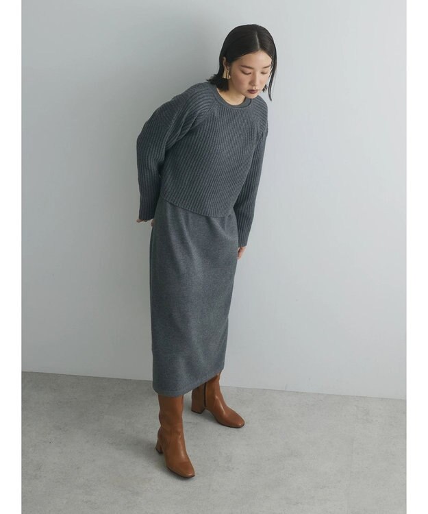 Green Parks armonia. ＳＥＴ２点ニットワンピース Charcoal Gray