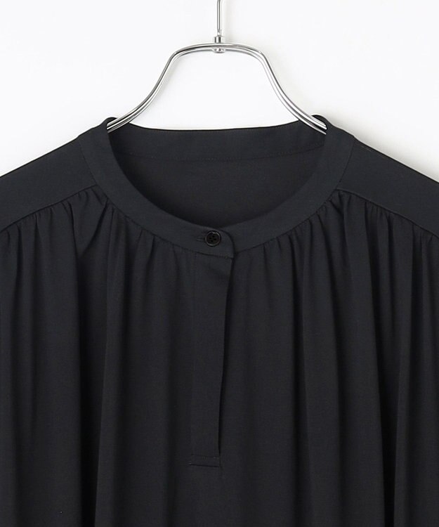 #Newans 【乾燥機可能/接触冷感】ヨークギャザーロングワンピース ブラック