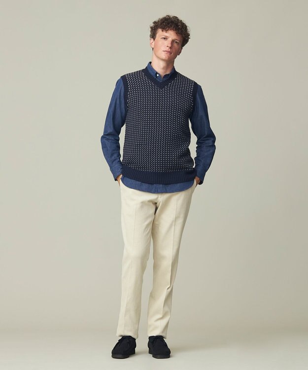 J.PRESS MEN バーズアイ ニットベスト ネイビー系