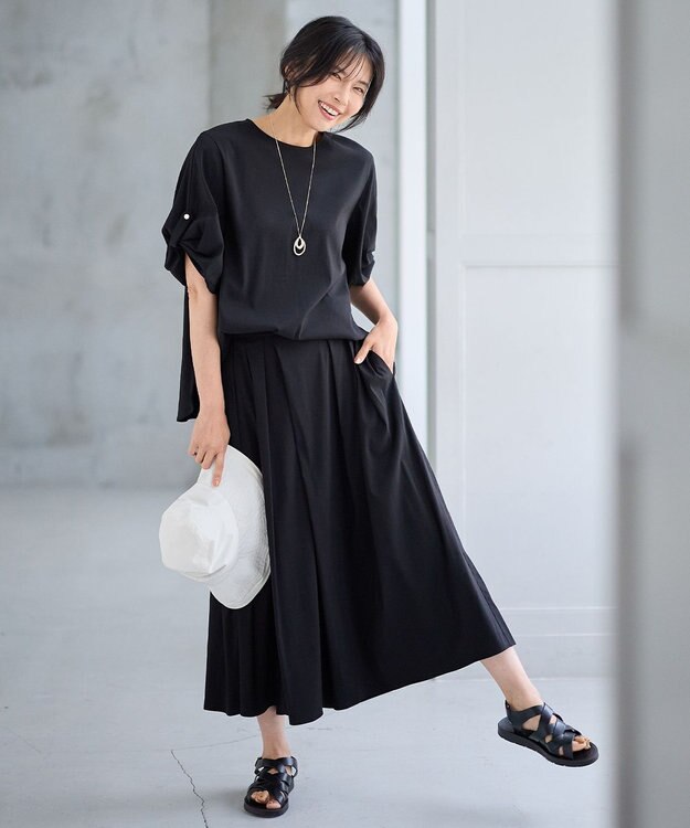 ANY 【洗濯機可能/接触冷感/UVケア】清涼リラックスブラウス ブラック