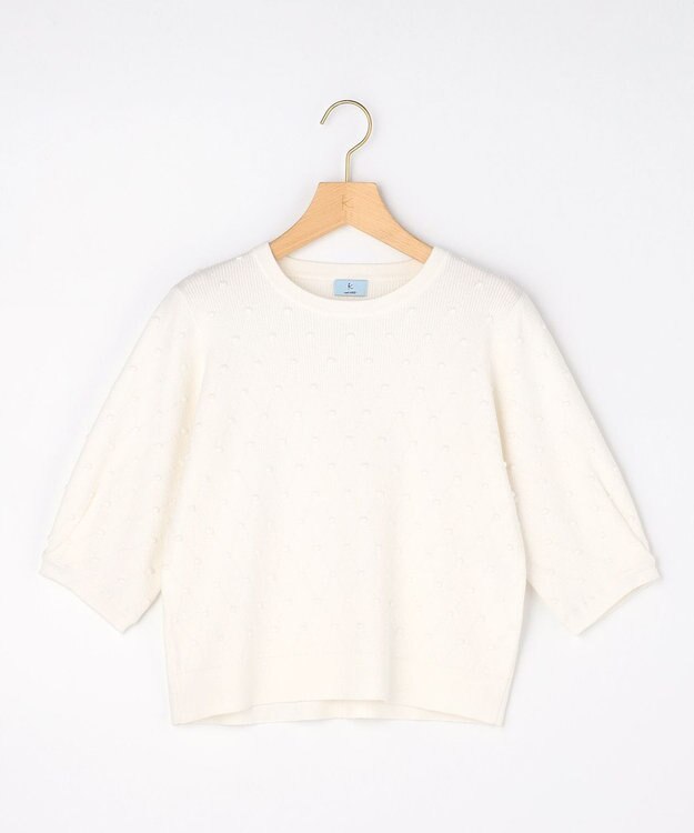 組曲 L 【先行予約・WEB限定】ポップコーンアーガイル5分袖 ニット ホワイト系