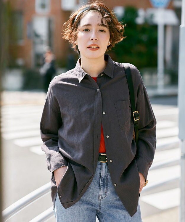 ANY 【Sサイズあり】ヨーロピアンリネンオーバーシャツ スレート