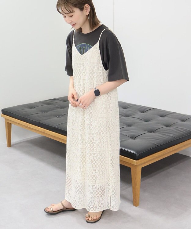 AMERICAN HOLIC レースキャミロングワンピース Ivory