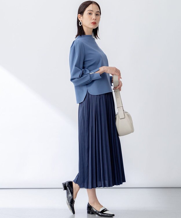 組曲 【WEB限定・2SET】ポンチトップス×プリーツスカートセットアップ ブルー×ネイビー系