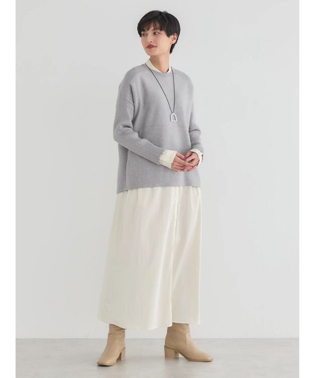 AMERICAN HOLIC バイパチ袖リブラグランニットプルオーバー Light Gray Mixture