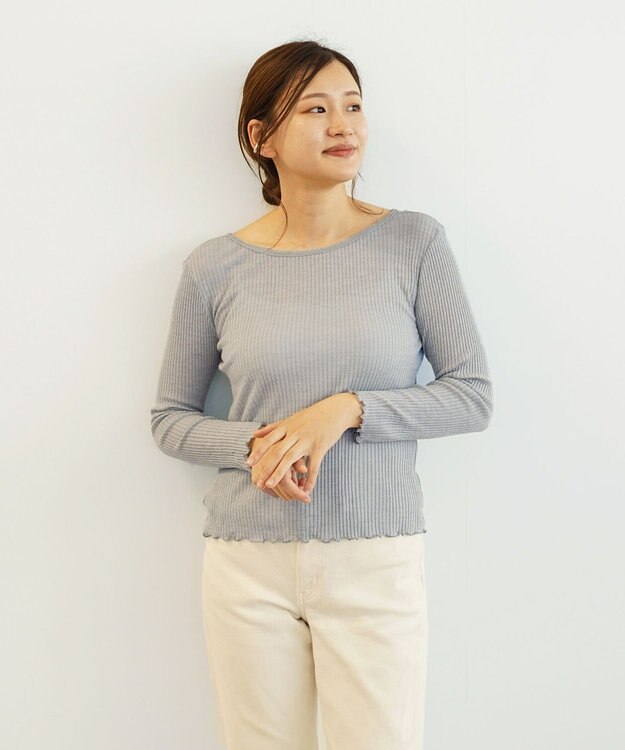 TOQUE 〈大草直子さんアドバイザー〉ベビーアルパカ×シルク ２WAYリブトップス グレー