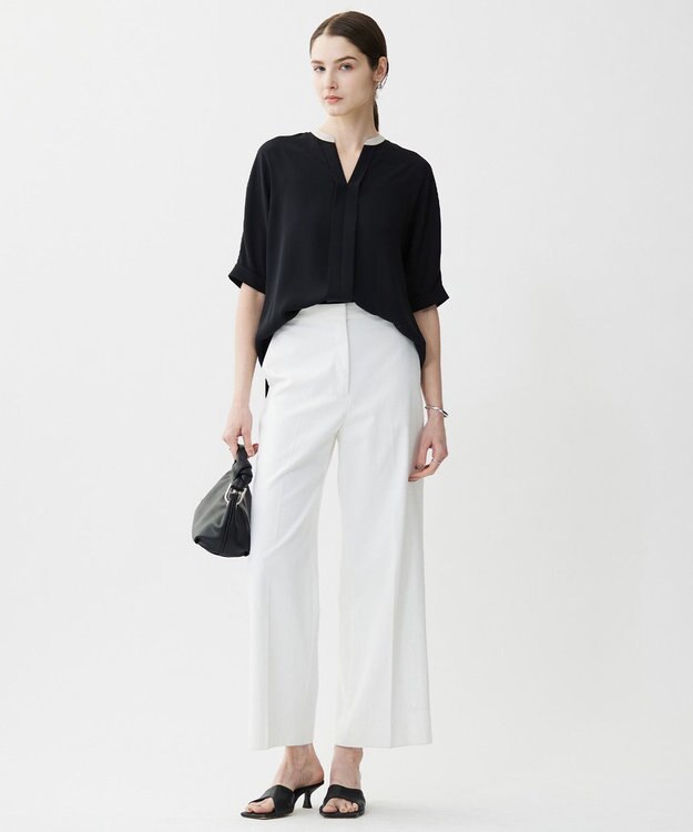 ICB 【接触冷感・UVカット・透け防止・吸水速乾・洗える】 シェルタリングドライオックス ワイドパンツ オフホワイト系