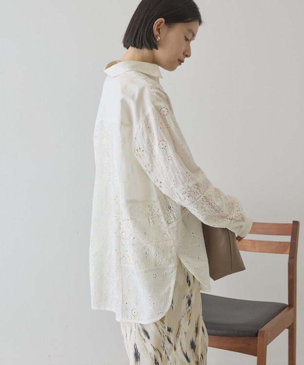 AMERICAN HOLIC レースパッチワークシャツ Off White