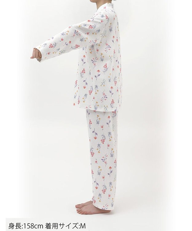 Wing パジャマ 綿混(本体) あったか 冬 長袖 長ズボン レディース EP6021 ウイング／ワコール ホワイト