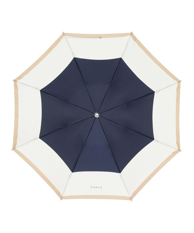 MOONBAT FURLA  折りたたみ傘 カラーボーダー 大きめ55cm 日本製 ネイビーブルー