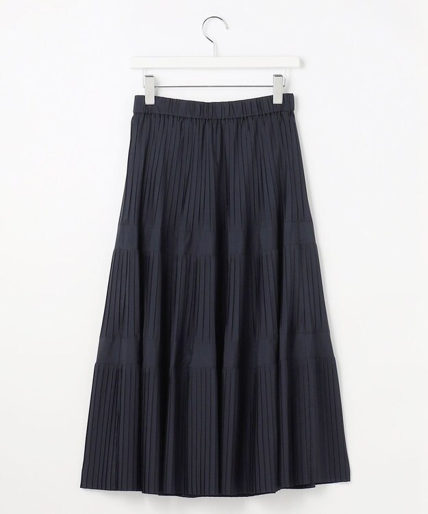 ANY SIS L プリーツ切替 スカート ネイビー