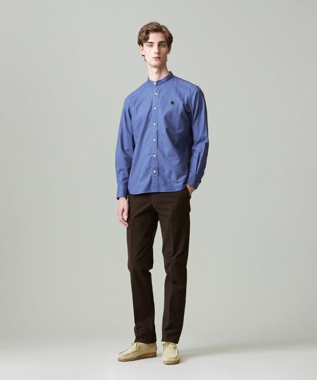 J.PRESS MEN 【大人気バックブル】バンドカラー オックスフォードガーメントダイシャツ ダルブルー系