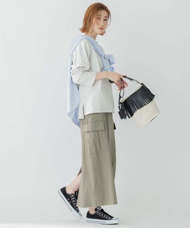 23区 L 【洗える】CANCLINI ベーシック シャツ スカイブルー×ホワイトストライプ