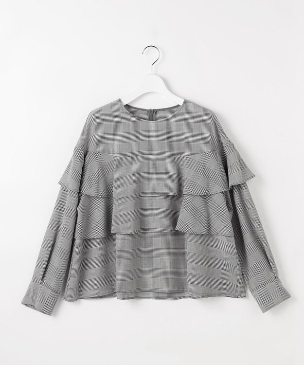 自由区 L 【カタログ掲載】TWハイツイストビエラフリル ブラウス グレンチェック