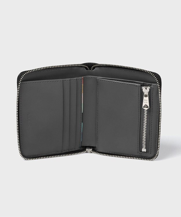 Paul Smith アーティストストライププラー ラウンドジップ2つ折り財布 ブラック