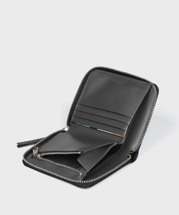 Paul Smith アーティストストライププラー ラウンドジップ2つ折り財布 ブラック