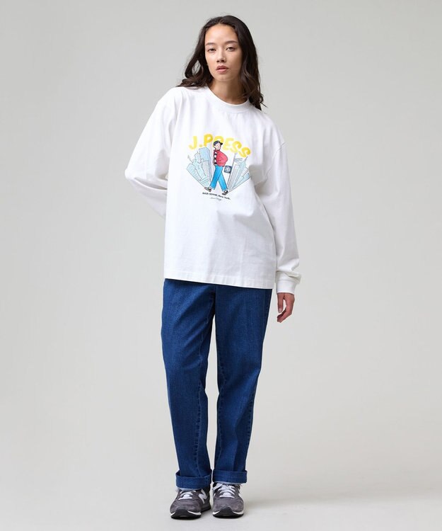 J.PRESS MEN 【AaronChang】【UNISEX】プリントロングスリーブ Tシャツ ホワイト系